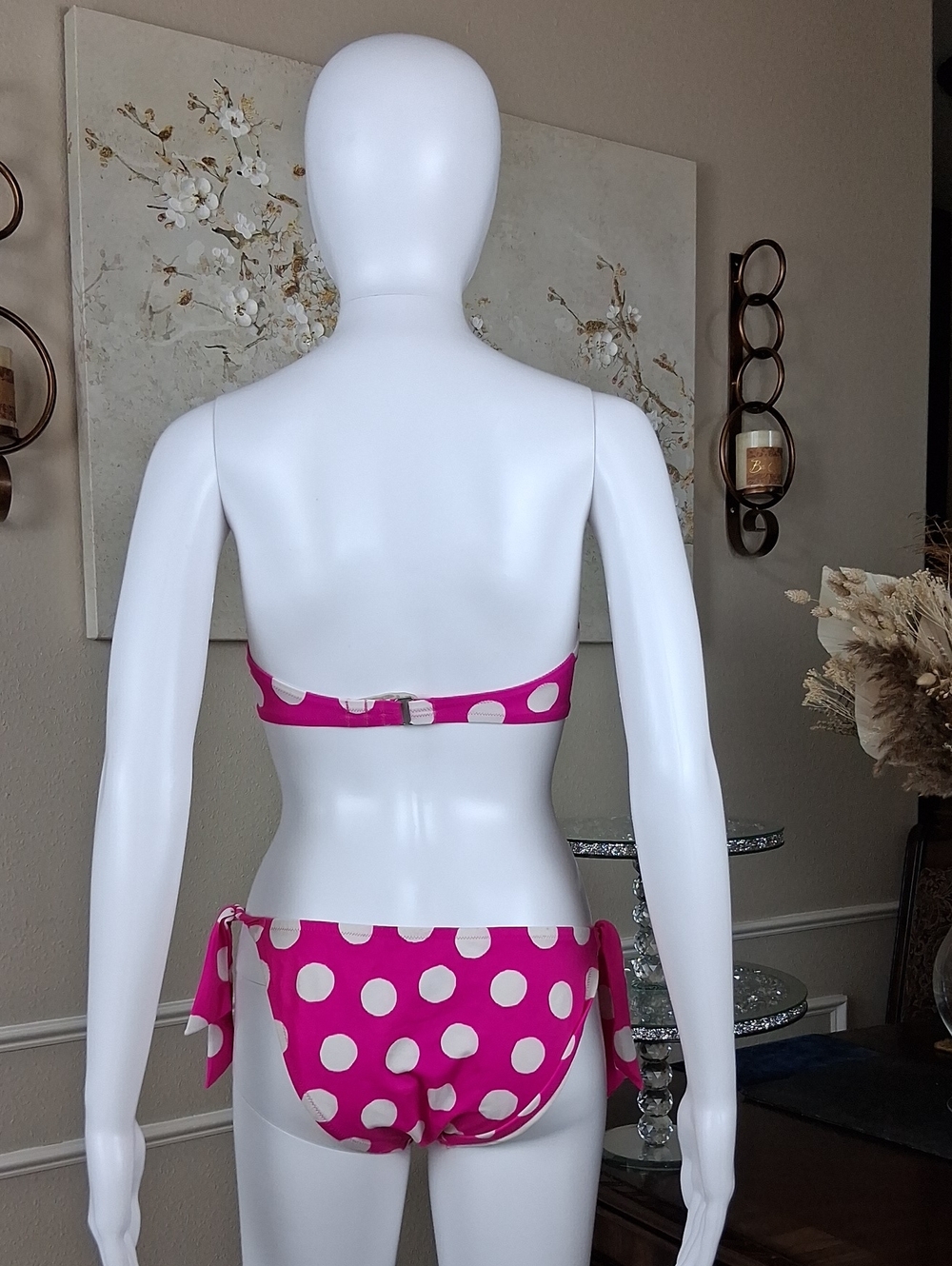 Victoria's Secret Strapless Pink Polka Dot Bikini Set Small Women's Swimwear - Picture 10 of 16